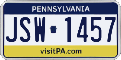 PA license plate JSW1457