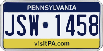 PA license plate JSW1458