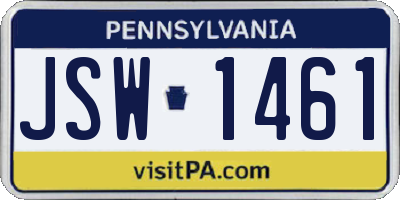PA license plate JSW1461
