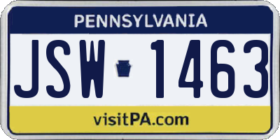 PA license plate JSW1463