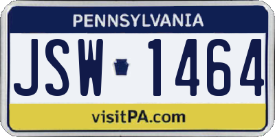 PA license plate JSW1464