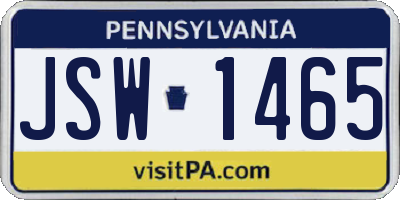 PA license plate JSW1465