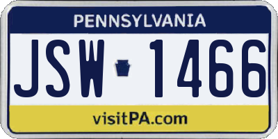PA license plate JSW1466