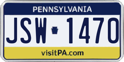 PA license plate JSW1470