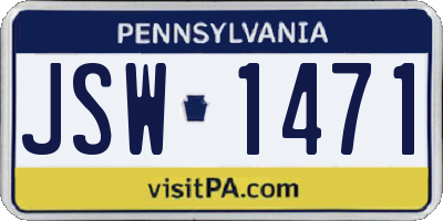 PA license plate JSW1471