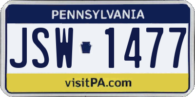 PA license plate JSW1477