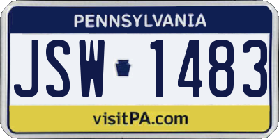 PA license plate JSW1483