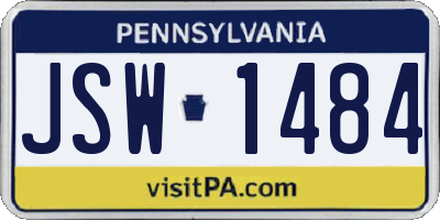 PA license plate JSW1484