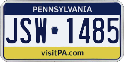 PA license plate JSW1485