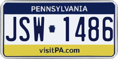 PA license plate JSW1486