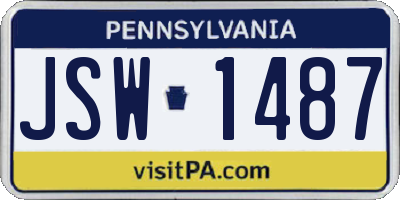 PA license plate JSW1487