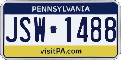 PA license plate JSW1488