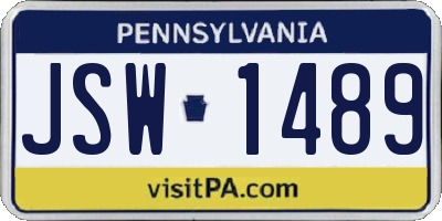 PA license plate JSW1489