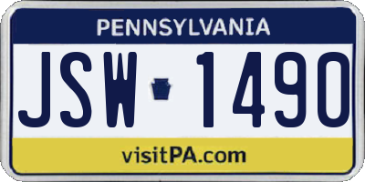 PA license plate JSW1490