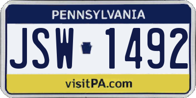PA license plate JSW1492