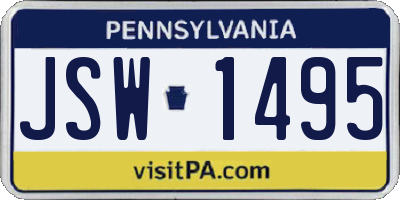 PA license plate JSW1495