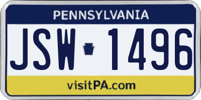 PA license plate JSW1496