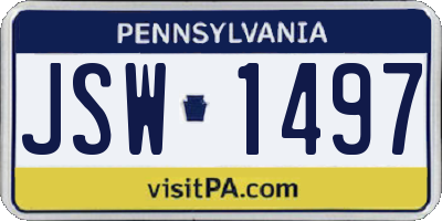 PA license plate JSW1497