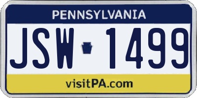 PA license plate JSW1499