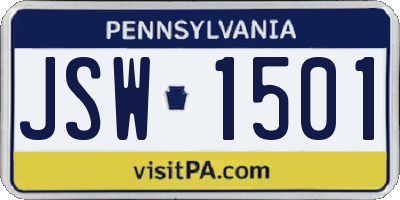 PA license plate JSW1501