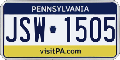PA license plate JSW1505