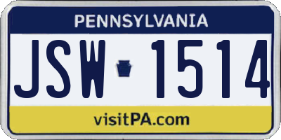 PA license plate JSW1514