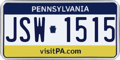 PA license plate JSW1515