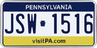 PA license plate JSW1516