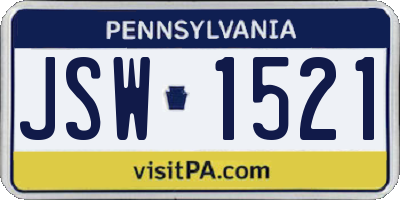 PA license plate JSW1521