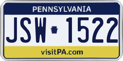PA license plate JSW1522