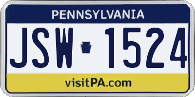 PA license plate JSW1524
