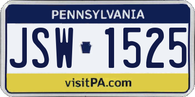 PA license plate JSW1525