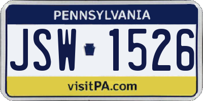 PA license plate JSW1526