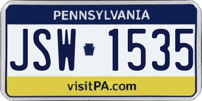 PA license plate JSW1535