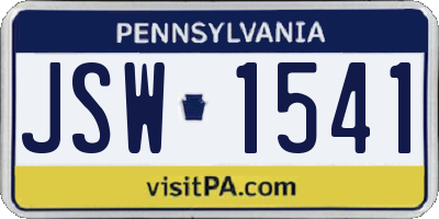 PA license plate JSW1541