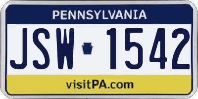 PA license plate JSW1542