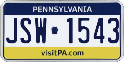 PA license plate JSW1543