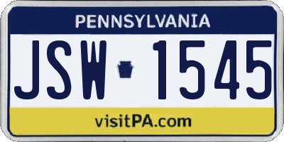 PA license plate JSW1545