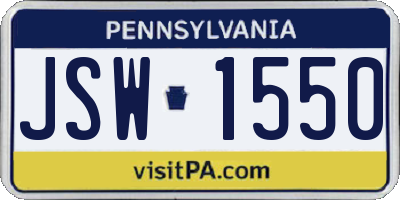 PA license plate JSW1550
