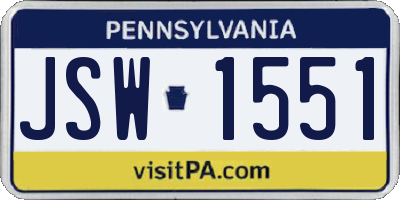 PA license plate JSW1551