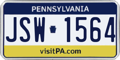 PA license plate JSW1564