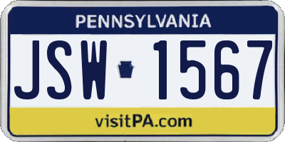 PA license plate JSW1567