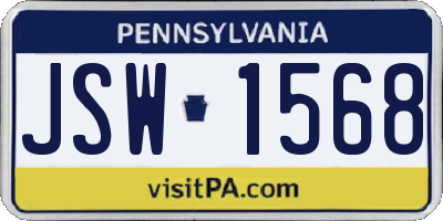 PA license plate JSW1568