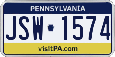 PA license plate JSW1574