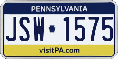 PA license plate JSW1575