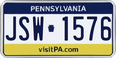 PA license plate JSW1576
