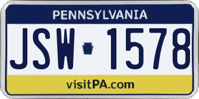 PA license plate JSW1578