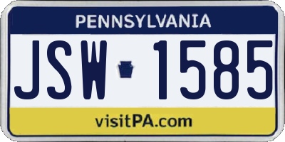 PA license plate JSW1585