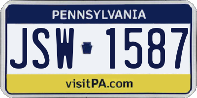 PA license plate JSW1587