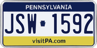 PA license plate JSW1592
